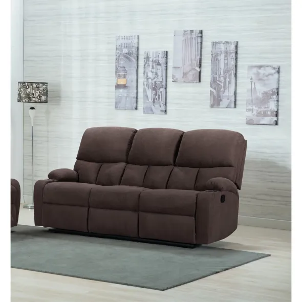 Canapea cu Recliner ASTHA 3R, 187x94x102 cm, Stofa, Maro picture - 1