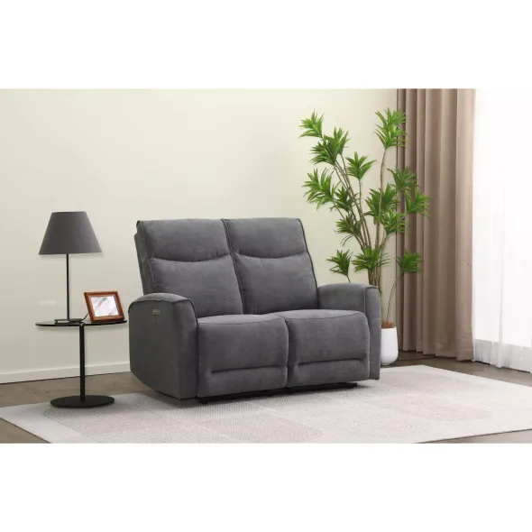 Canapea cu Recliner Electric Huston 2L, 139x103x96 cm, Gri picture - 2