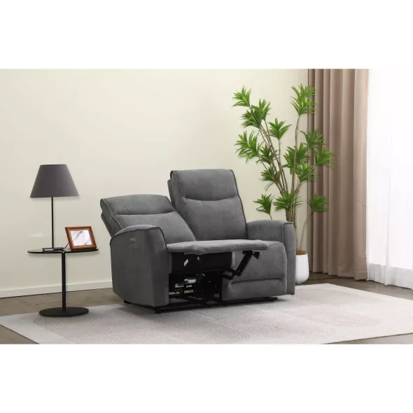 Canapea cu Recliner Electric Huston 2L, 139x103x96 cm, Gri picture - 4
