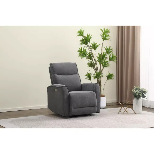 Canapea cu Recliner Electric Huston 2L, 139x103x96 cm, Gri picture - 5