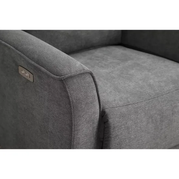 Canapea cu Recliner Electric Huston 2L, 139x103x96 cm, Gri picture - 7