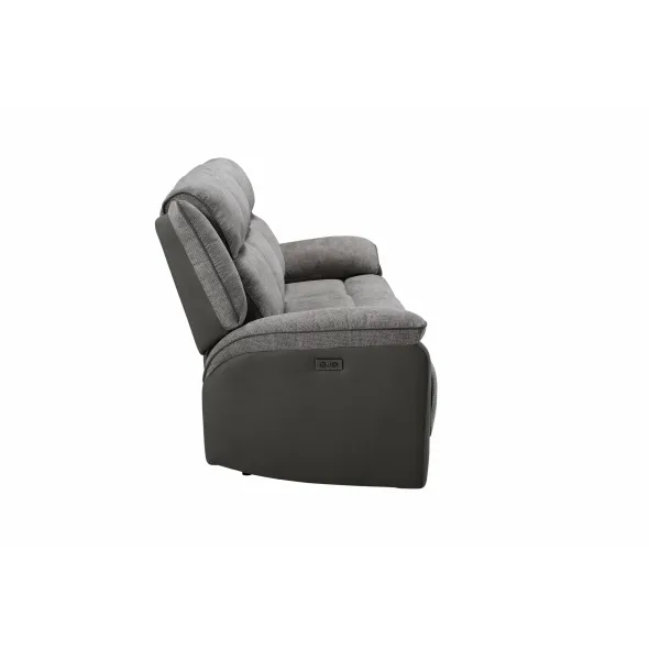 Canapea cu Recliner Electric Orso 3RR, 226x94x104 cm, Stofa/Microfibra - Gri picture - 5