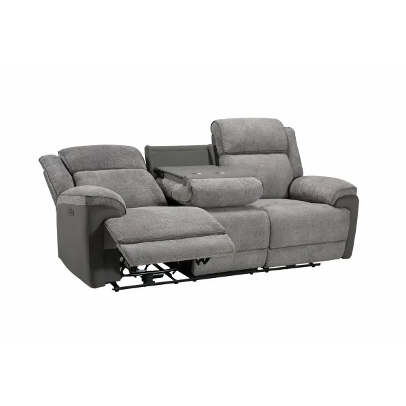 Canapea cu Recliner Electric Orso 3RR, 226x94x104 cm, Stofa/Microfibra - Gri picture - 6