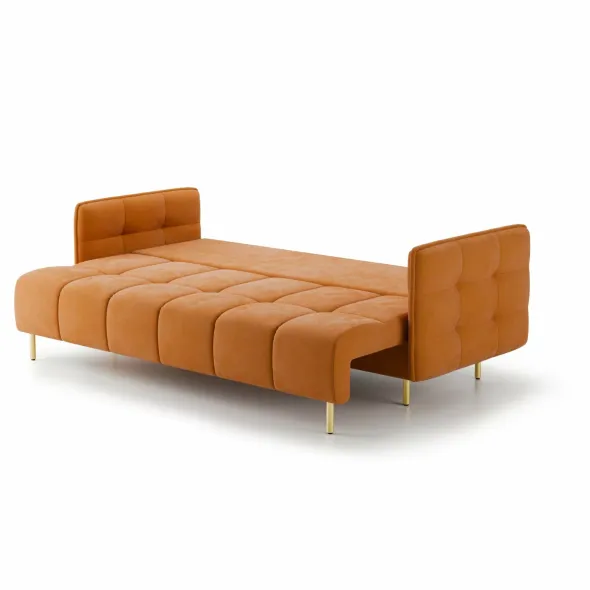 Canapea Extensibila Cavola Gold, 222x94x92 cm, Catifea Magic Velvet 2286 - Portocaliu picture - 6