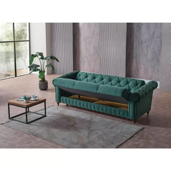 Canapea Extensibila Ibiza 3L, 238x85x91 cm, Verde picture - 5
