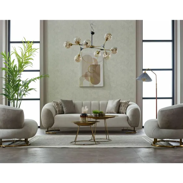 Canapea Palmera, 248x100x80 cm, Stofa/Microfibra - Gri Deschis/Taupe picture - 2