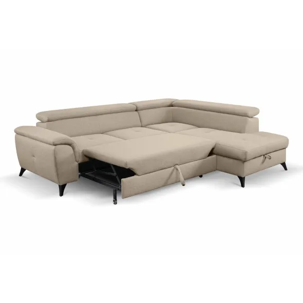 Coltar Extensibil Aldeia, 251.5x200x70/90 cm, Stofa - Beige Inchis picture - 5