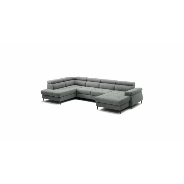 Coltar Extensibil Cordoba III,Forma U, 346x203x76-90 cm, Stofa, Gri-Verzui picture - 3