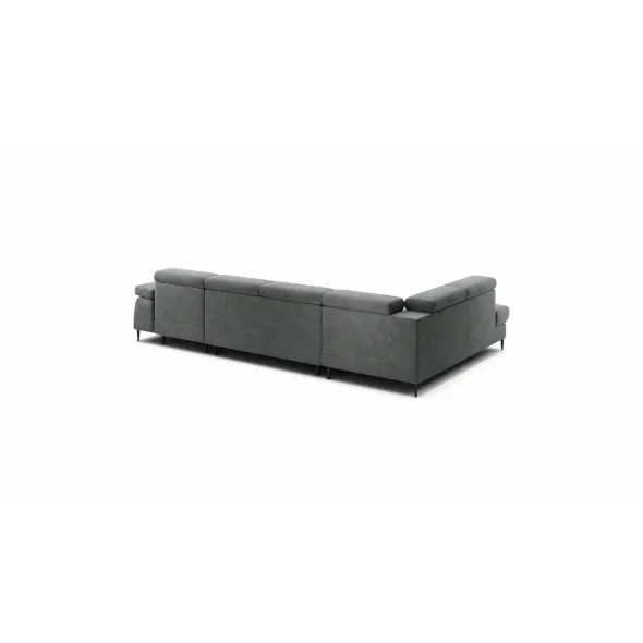 Coltar Extensibil Cordoba III,Forma U, 346x203x76-90 cm, Stofa, Gri-Verzui picture - 6