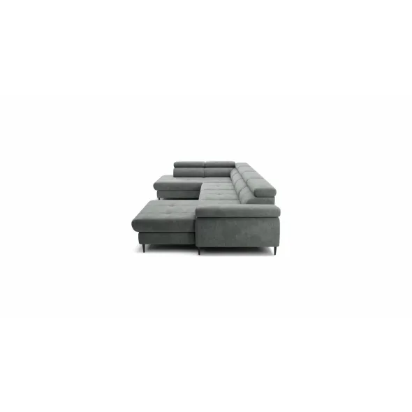 Coltar Extensibil Cordoba III,Forma U, 346x203x76-90 cm, Stofa, Gri-Verzui picture - 4