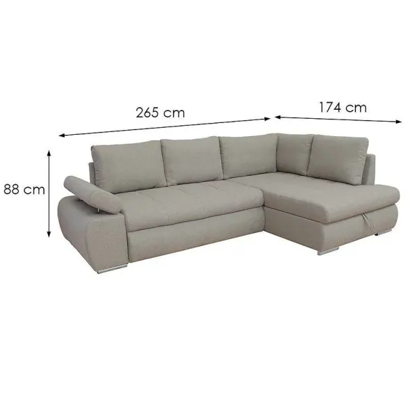 Coltar Extensibil Haris, 265x174x88 cm, Stofa, Beige Inchis-Lumos 31 picture - 8