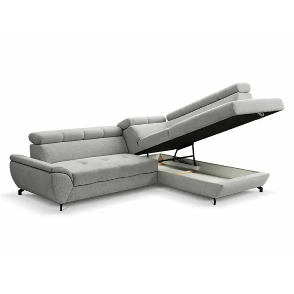 Coltar Extensibil Mario, 263x210x77-93 cm, Stofa Aragon 80 Gri Deschis picture - 3