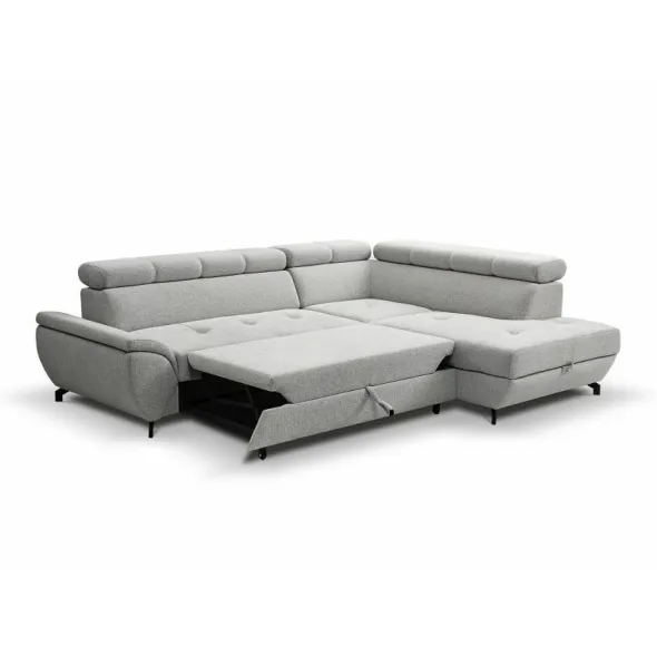 Coltar Extensibil Mario, 263x210x77-93 cm, Stofa Aragon 80 Gri Deschis picture - 7