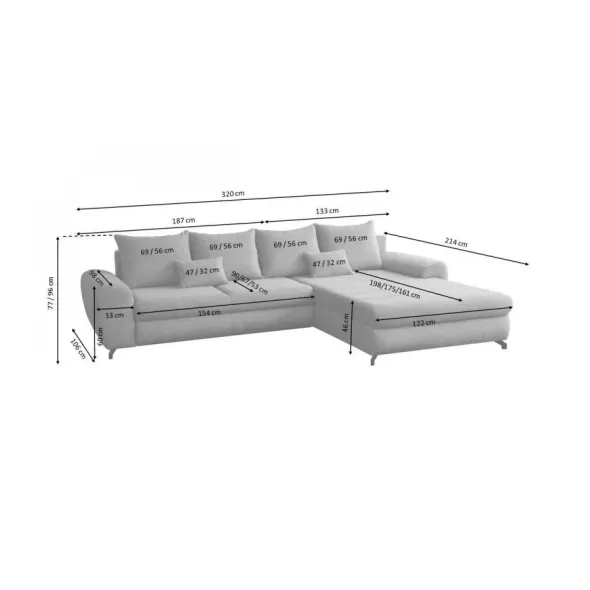 Coltar Extensibil Yoko, 320x214x96 cm, Stofa Soro 90, Gri picture - 3