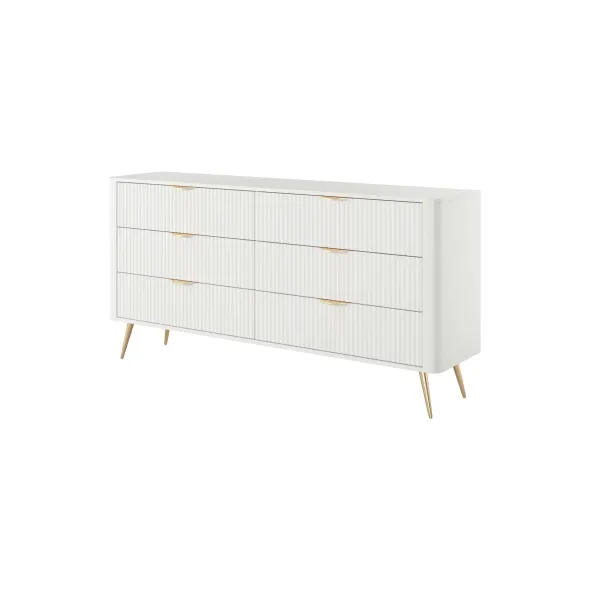 Comoda 6 Sertare, Lante 163-6S, 163.2x38x81.2 cm, MDF, Alb picture - 1