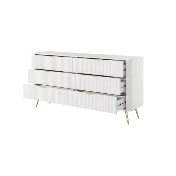 Comoda 6 Sertare, Lante 163-6S, 163.2x38x81.2 cm, MDF, Alb picture - 4