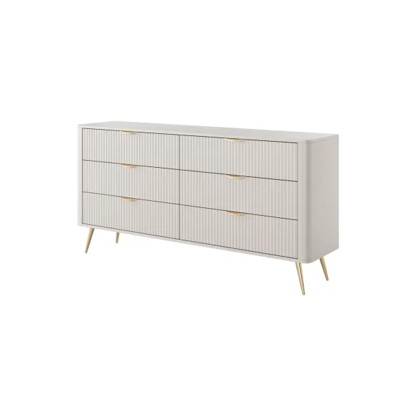 Comoda 6 Sertare, Lante 163-6S, 163.2x38x81.2 cm, MDF, Beige picture - 2