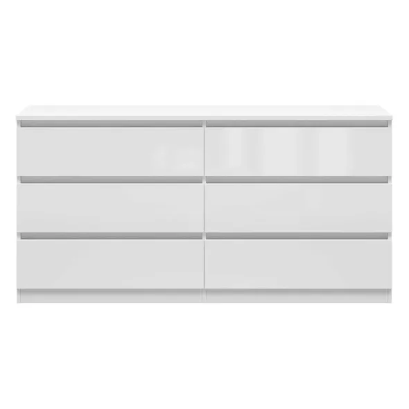 Comoda 6 Sertare Timber, 150x45x75.5 cm, Pal Melaminat,  Alb Lucios picture - 4