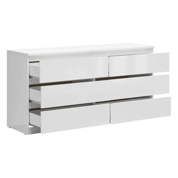 Comoda 6 Sertare Timber, 150x45x75.5 cm, Pal Melaminat,  Alb Lucios picture - 2