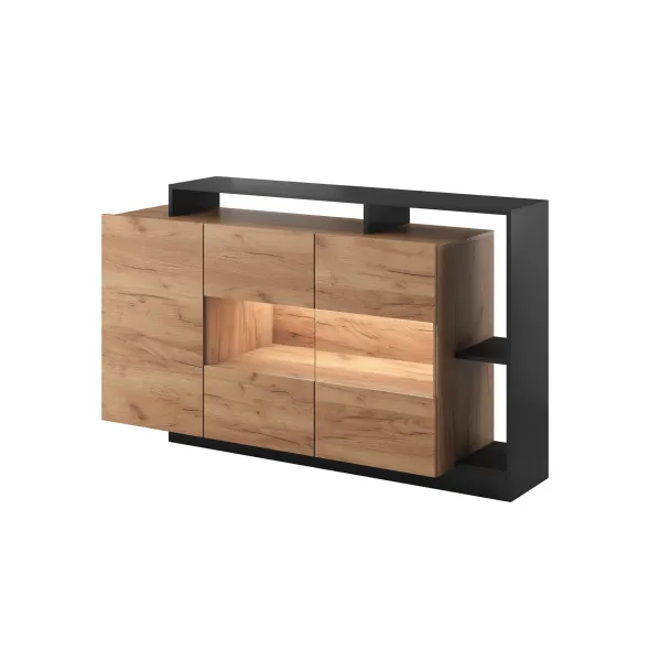 Comoda Alva, 155x40x93.5 cm, Antracit/Stejar Craft picture - 1