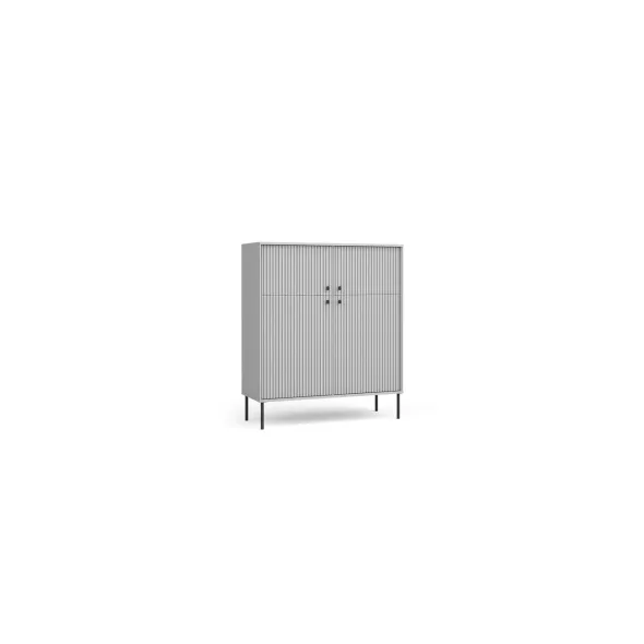 Comoda Semi Inalta Iris, 4 Usi, 105.5x40.5x122.5 h cm, Riflaj, Gri picture - 1