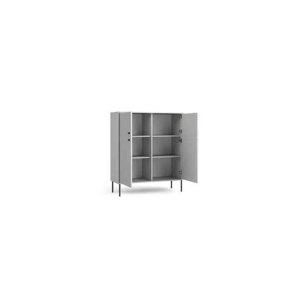 Comoda Semi Inalta Iris, 4 Usi, 105.5x40.5x122.5 h cm, Riflaj, Gri picture - 2