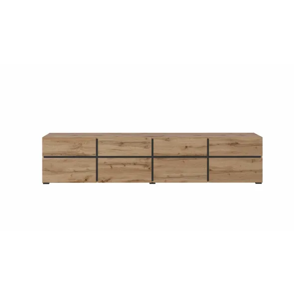 Comoda TV 4 Usi Rabatabile + 4 Sertare, Cross,  225x40x48 cm, Pal Melaminat, Stejar Wotan picture - 4