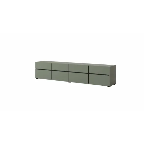 Comoda TV 4 Usi Rabatabile + 4 Sertare, Cross,  225x40x48 cm, Pal Melaminat, Verde Pin picture - 3