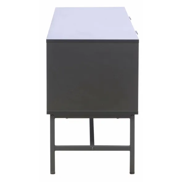 Comoda  TV Coorg, 2 Usi, 150x40x60 h cm, Metal/Pal Melaminat, Negru/Stejar picture - 4