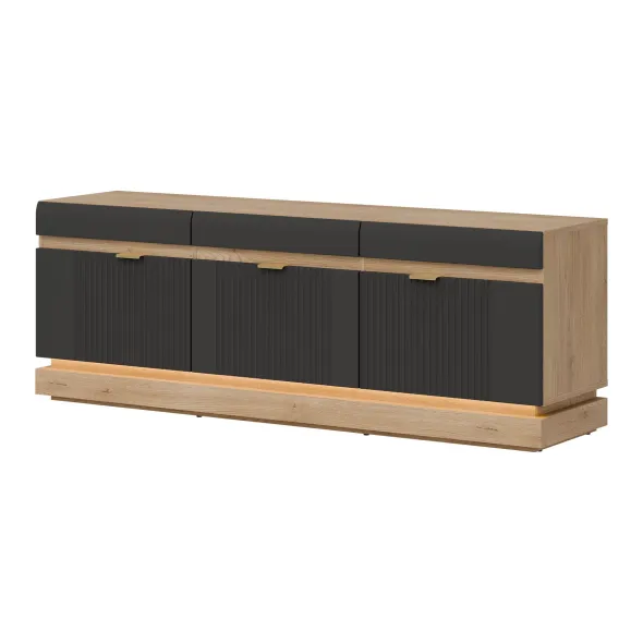 Comoda TV Milton ML01, 163.5x40.5x58.5 h cm, Pal Melaminat/MDF, Stejar Cremona/Antracit picture - 1