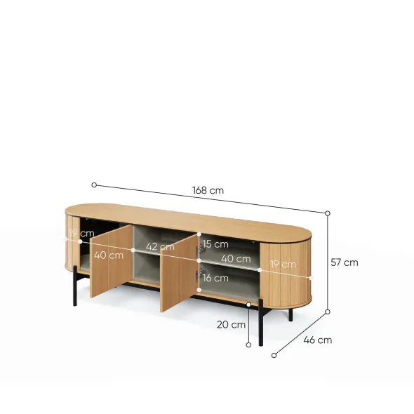 Comoda TV Rotto, RT-05, 168x46x57 cm, Stejar Vicenza picture - 5