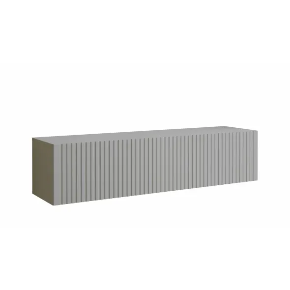 Comoda TV Suspendata Joy, 150x38x35 cm, Pal Melaminat, Front MDF cu Riflaj, Gri Mat picture - 1