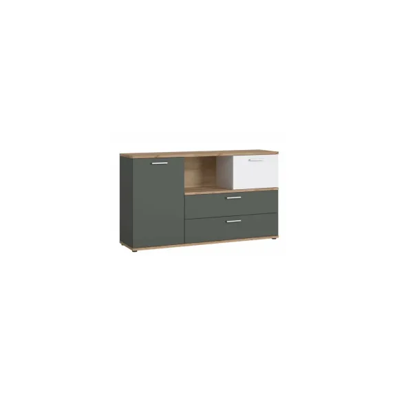 COMODA TWENTY 2D2S TWEK02,150X40X86 CM, ALB/GRI/STEJAR picture - 1