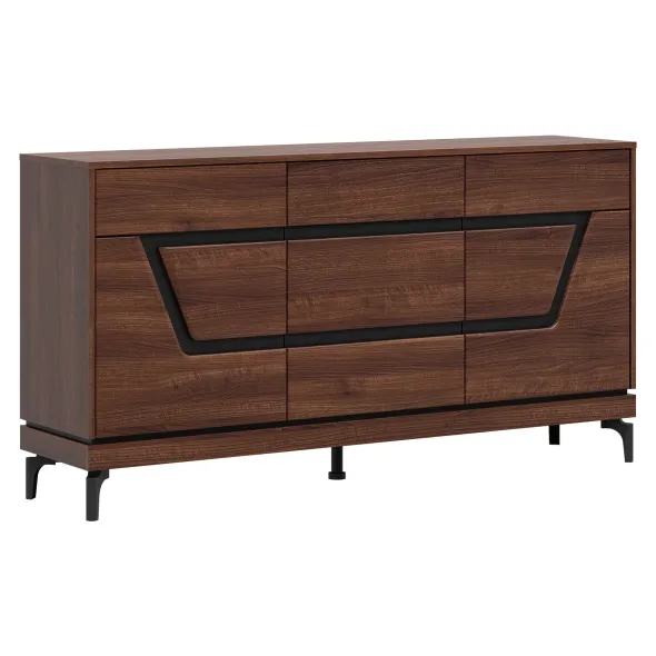 Comoda Vero 3 Usi + Sertar VR03, 163.5x38.5x86 h cm, Pal Melaminat/MDF, Nuc Inchis picture - 4
