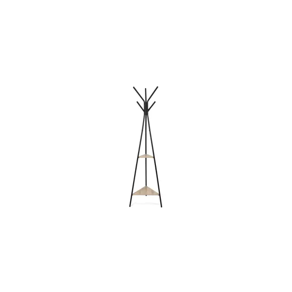 Cuier Hol Tip Pom - Calci - 49x49x181 cm, Metal, Negru/Natur picture - 1