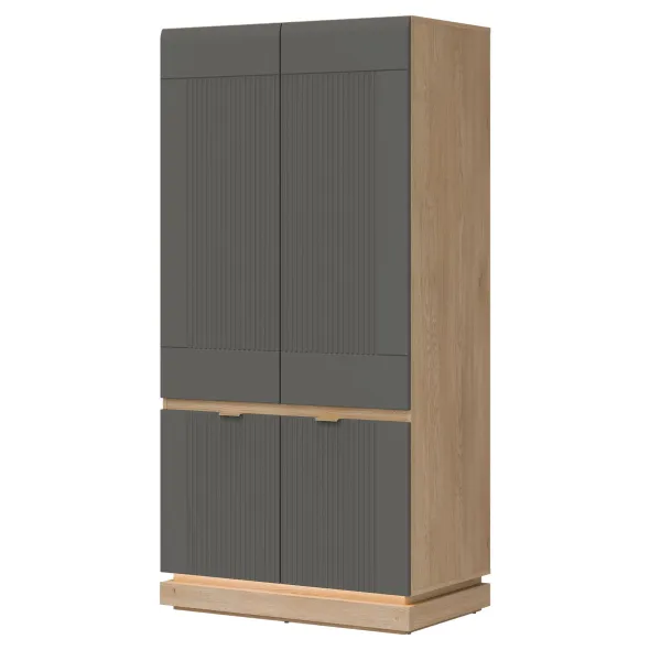Dulap 2 Usi Milton ML08, 95x55.5x193.5 h cm, Pal Melaminat/MDF, Stejar Cremona/Gri picture - 1