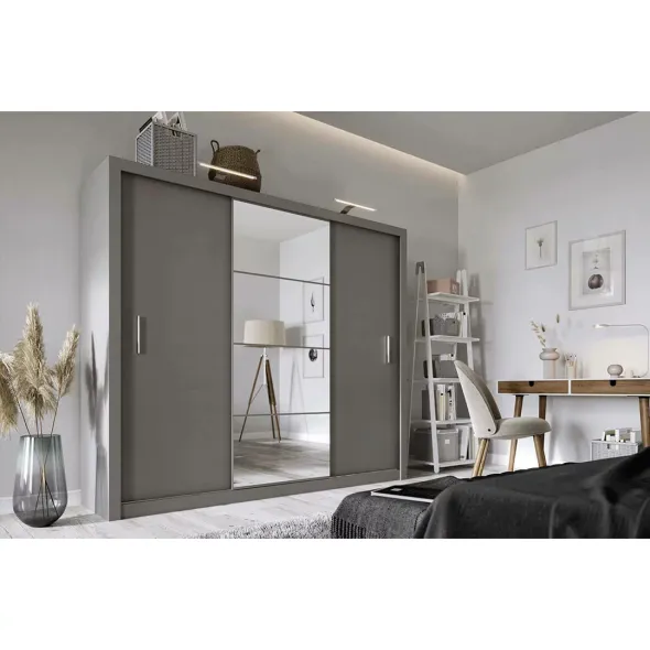 Dulap cu usi culisante IDEA ID-01, 250x60x215 cm, Gri picture - 2