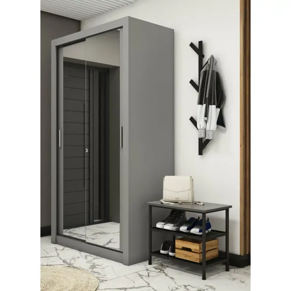Dulap cu usi culisante IDEA ID-18, 120x60x215 cm, Gri picture - 1