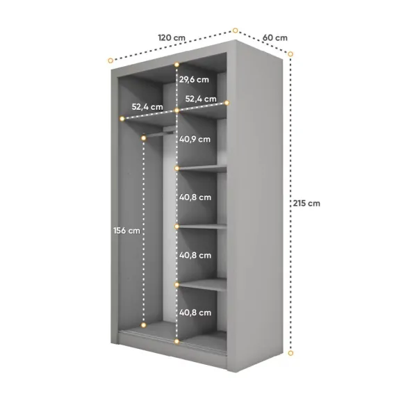 Dulap cu usi culisante IDEA ID-18, 120x60x215 cm, Gri picture - 4
