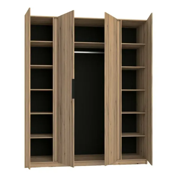 Dulap KAJA 4 Usi - EV/EV-BL 2LAM 2F, 200x61.9x239 cm, Stejar Evoke/Stejar Evoke si Negru picture - 3