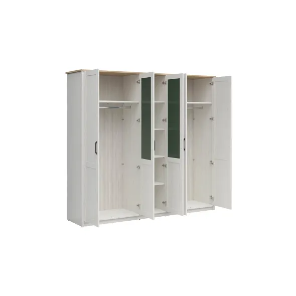 Dulap Loksa 5 usi,  240x57.5x220 cm, Pal Melaminat, Pin Alb/ Stejar Gradson picture - 2