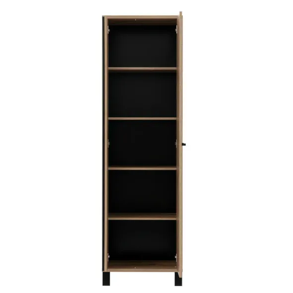 Dulap Noel NE07, Cu Polite, 58x39x194 cm, Stejar Evoke/Negru picture - 2