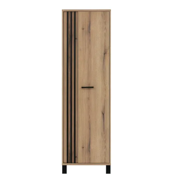 Dulap Noel NE07, Cu Polite, 58x39x194 cm, Stejar Evoke/Negru picture - 1