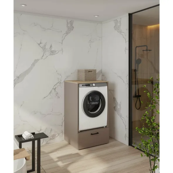 Dulap Pentru Masina De Spalat Rufe, Rosa, 67x67x117, Pal Melaminat, Beige Congo picture - 1