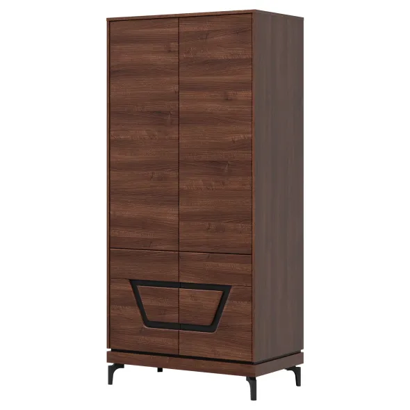 Dulap Vero 4 Usi VR09, 92x53.5x198 h cm, Pal Melaminat/MDF, Nuc Inchis picture - 3