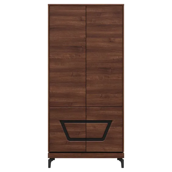 Dulap Vero 4 Usi VR09, 92x53.5x198 h cm, Pal Melaminat/MDF, Nuc Inchis picture - 1