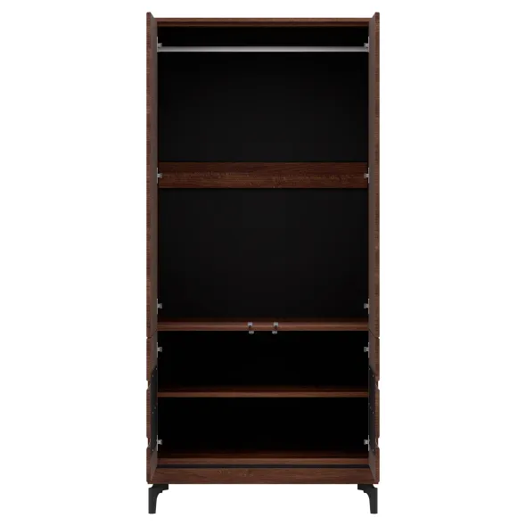 Dulap Vero 4 Usi VR09, 92x53.5x198 h cm, Pal Melaminat/MDF, Nuc Inchis picture - 4