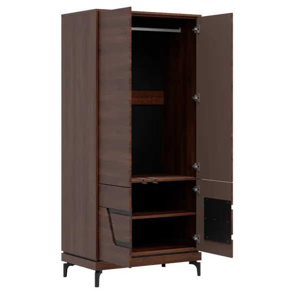 Dulap Vero 4 Usi VR09, 92x53.5x198 h cm, Pal Melaminat/MDF, Nuc Inchis picture - 5