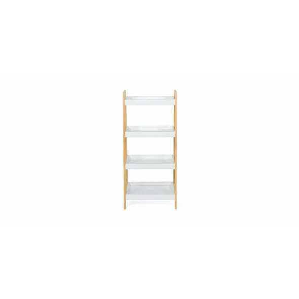 Etajera cu 4 rafturi,  Alis 11266, 39x29.5x85 cm, Bambus/MDF, Alb/Natur picture - 1