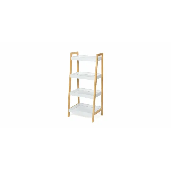 Etajera cu 4 rafturi,  Alis 11266, 39x29.5x85 cm, Bambus/MDF, Alb/Natur picture - 2